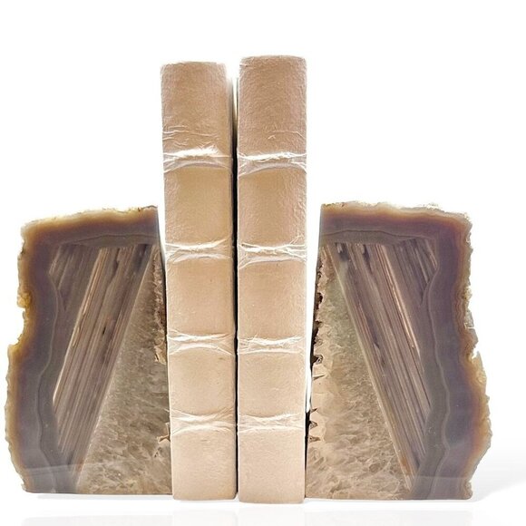Agate Crystal Bookends Geode Center, Natural Stone Unique Bookshelf Decor (FQ) - Picture 3 of 10